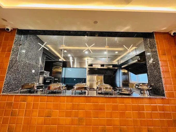 Kitchen service window at hostel