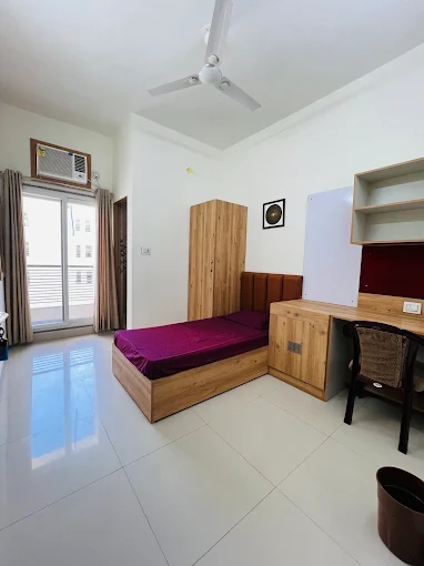 Premium single AC room at Swastik Boys Hostel Kota